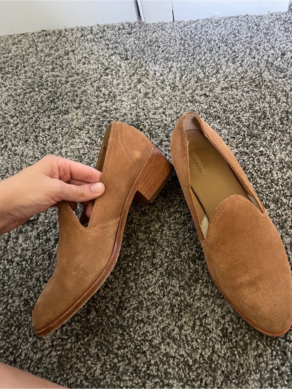 Soludos Cognac Suede leather Slip-On healed Loafers size 9 classic - Picture 6 of 9